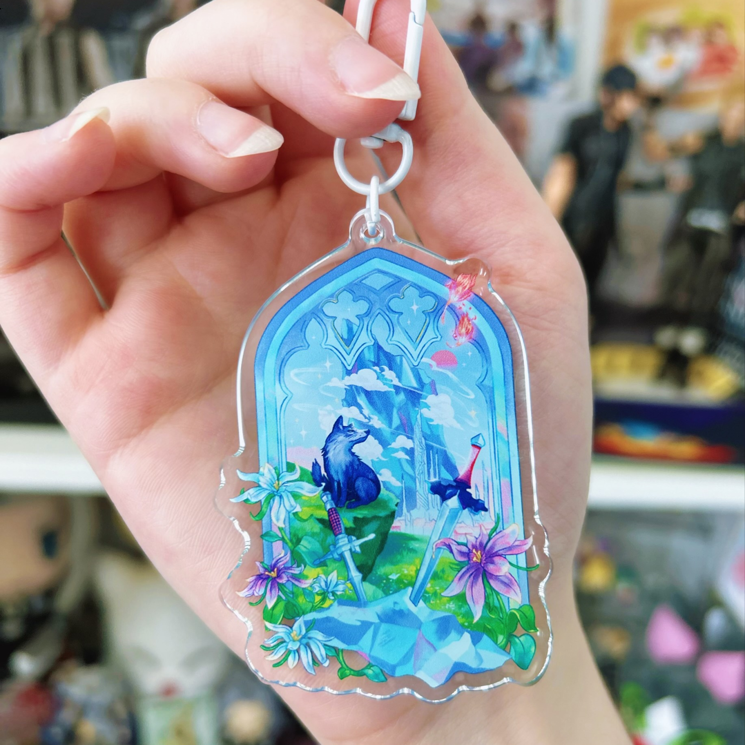Final Fantasy XVI FF16 Acrylic Keychain Video Game Inspired Accessory Clive Rosfield and Torgal Square Enix