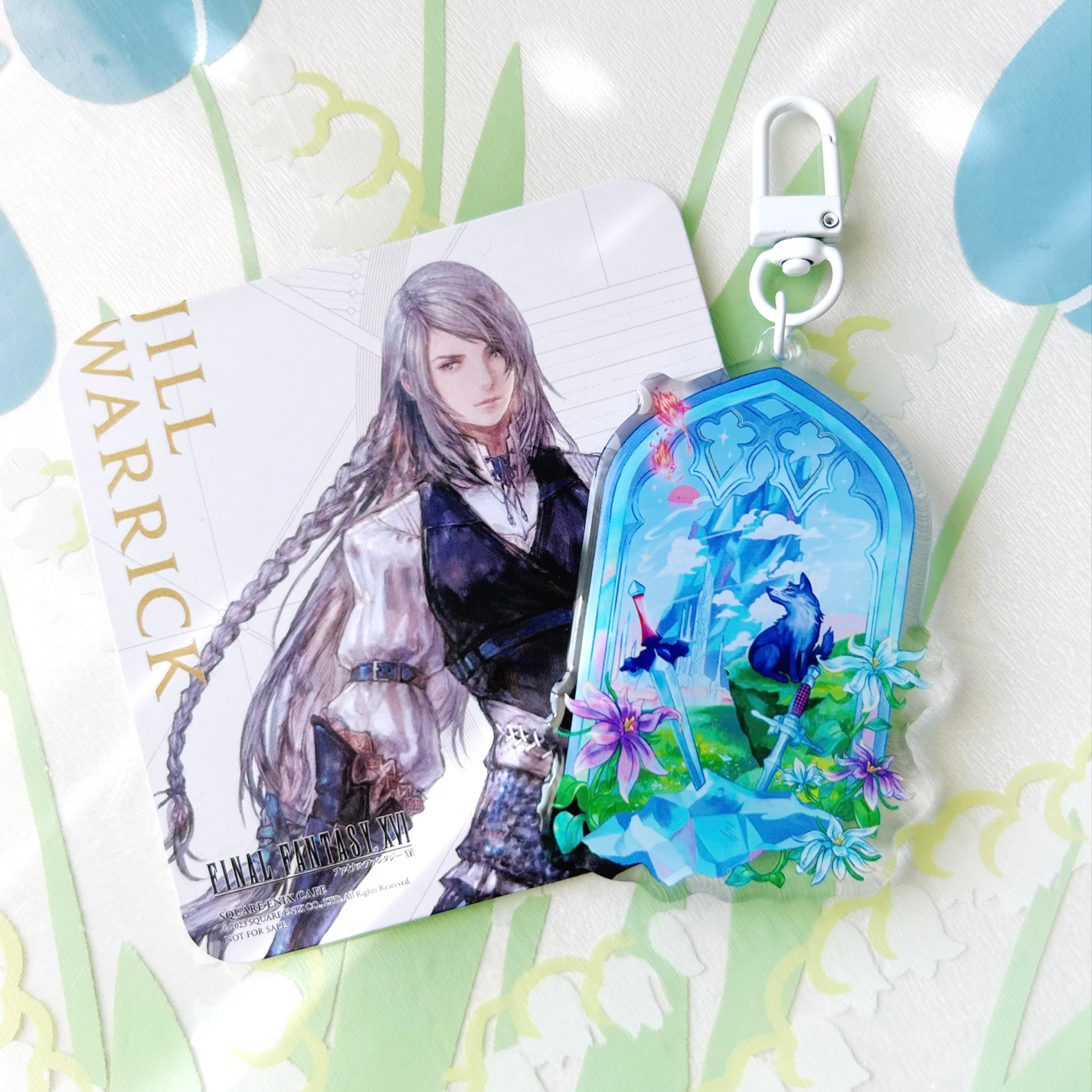 Final Fantasy XVI FF16 Acrylic Keychain Video Game Inspired Accessory Clive Rosfield and Torgal Square Enix