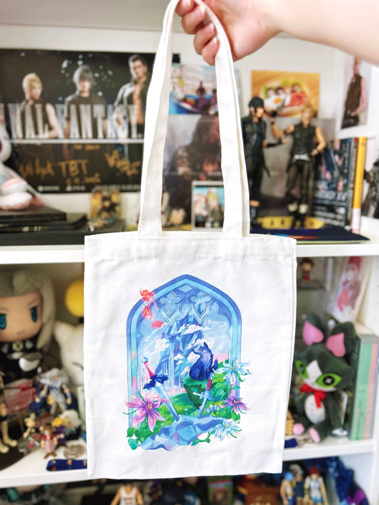 Final Fantasy XVI FF16 Canvas Tote Bag Video Game Inspired Accessory Clive Rosfield and Torgal Square Enix