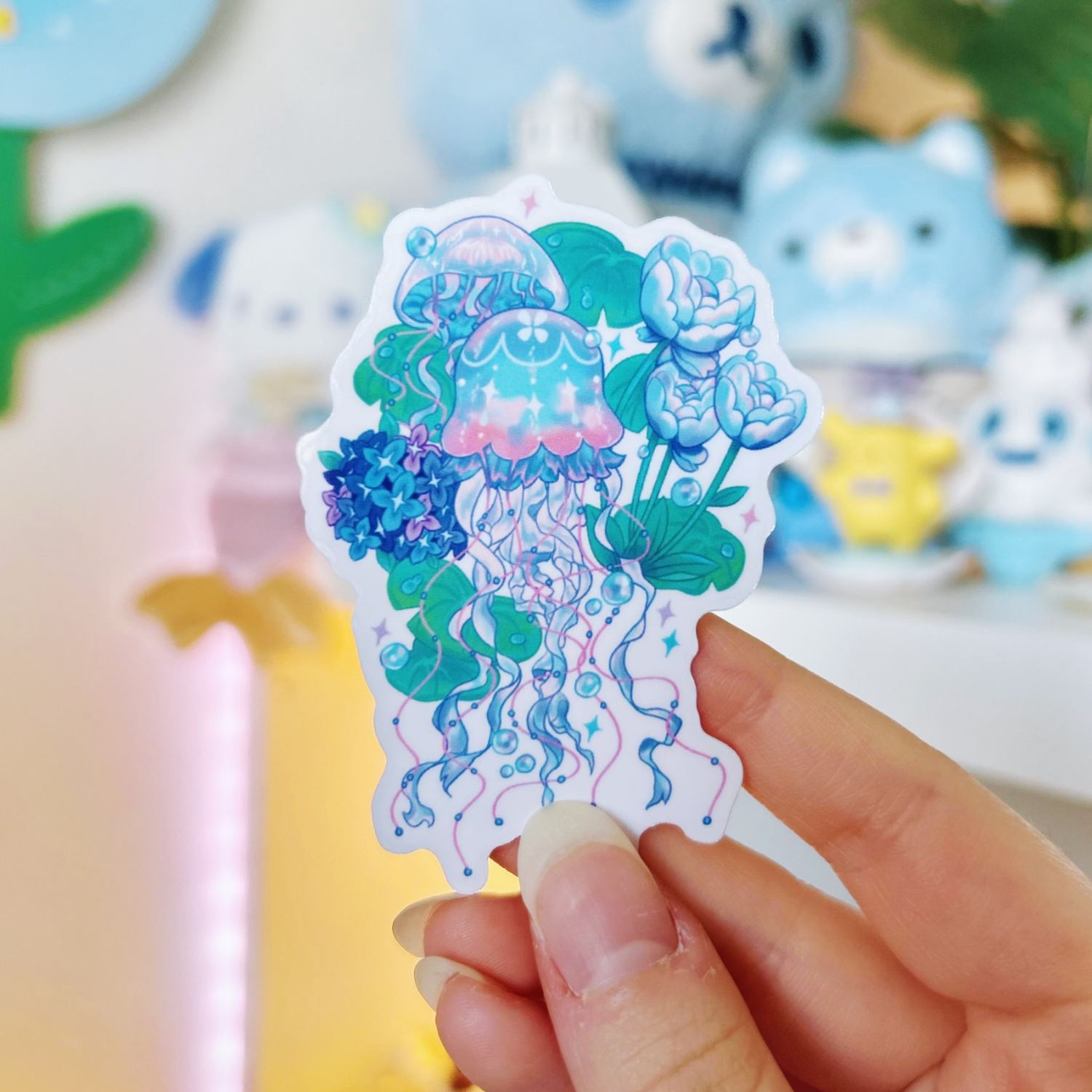 Jellyfish Garden Adorable Ocean Transparent Sticker