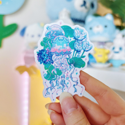 Jellyfish Garden Adorable Ocean Transparent Sticker