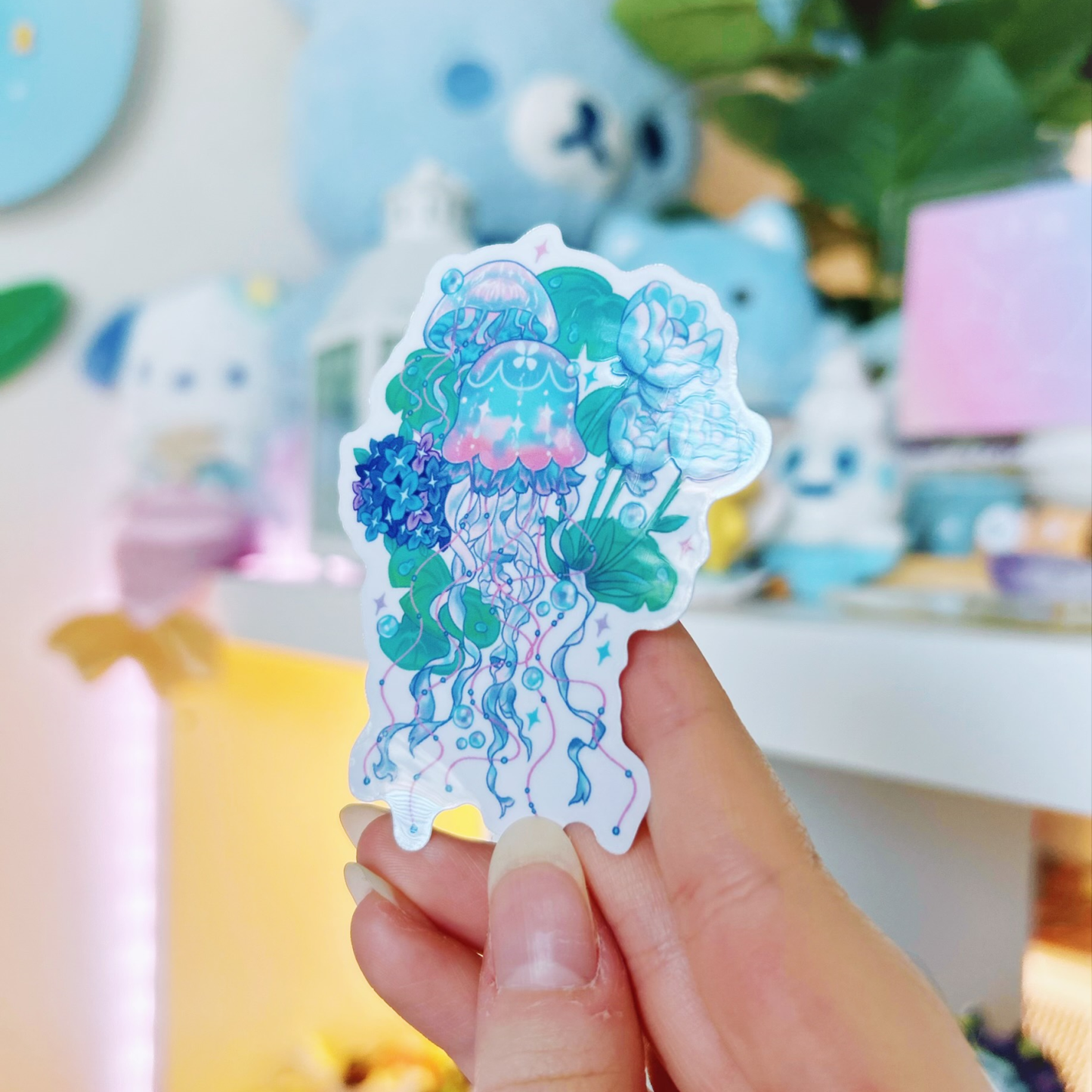 Jellyfish Garden Adorable Ocean Transparent Sticker