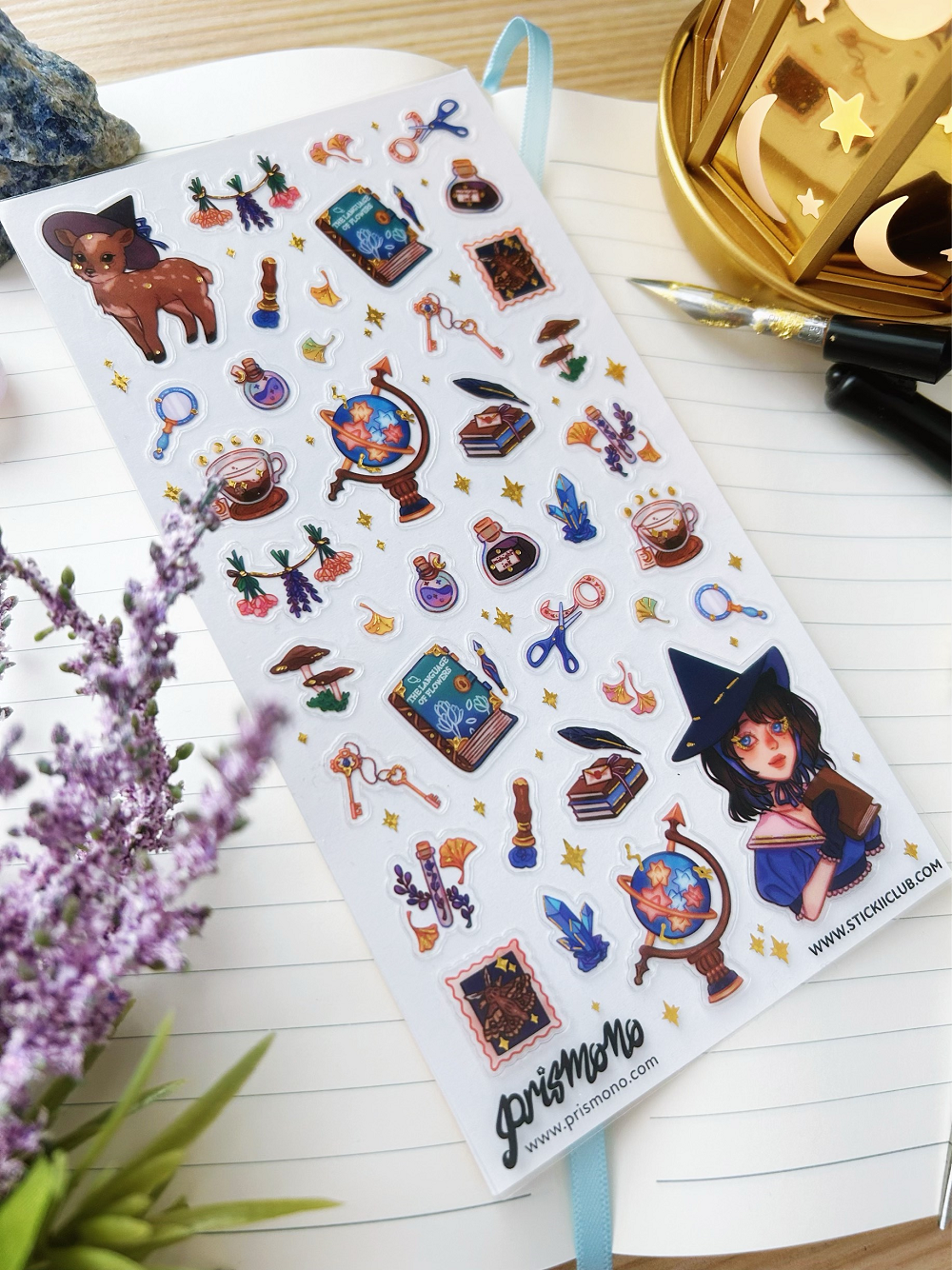 A high quality sticker sheet themed around an enchanting witch study in collaboration with STICKII Club! Halloween Spooky Adorable Stickers