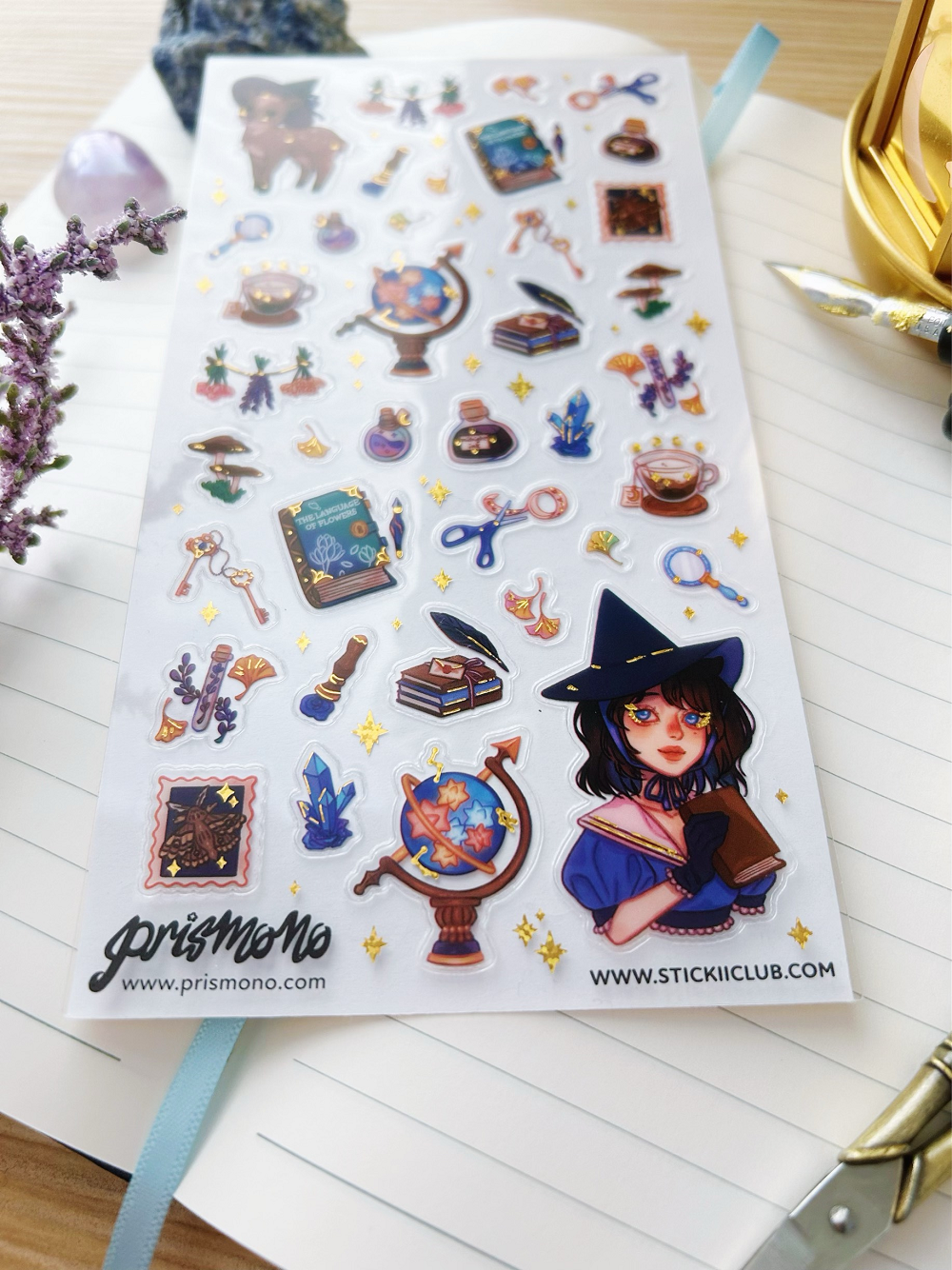 A high quality sticker sheet themed around an enchanting witch study in collaboration with STICKII Club! Halloween Spooky Adorable Stickers
