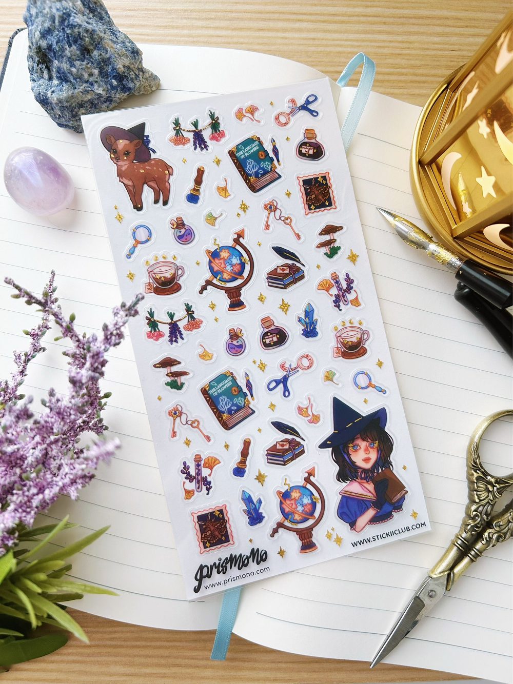 A high quality sticker sheet themed around an enchanting witch study in collaboration with STICKII Club! Halloween Spooky Adorable Stickers