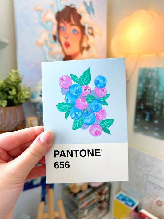 “Spring Blueberries” Pantone Postcard Gouache Painting - 4x6in