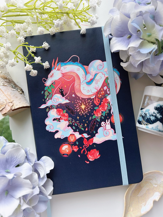 A high quality leatherette notebook with 192 lined sheets of paper themed around Studio Ghibli
