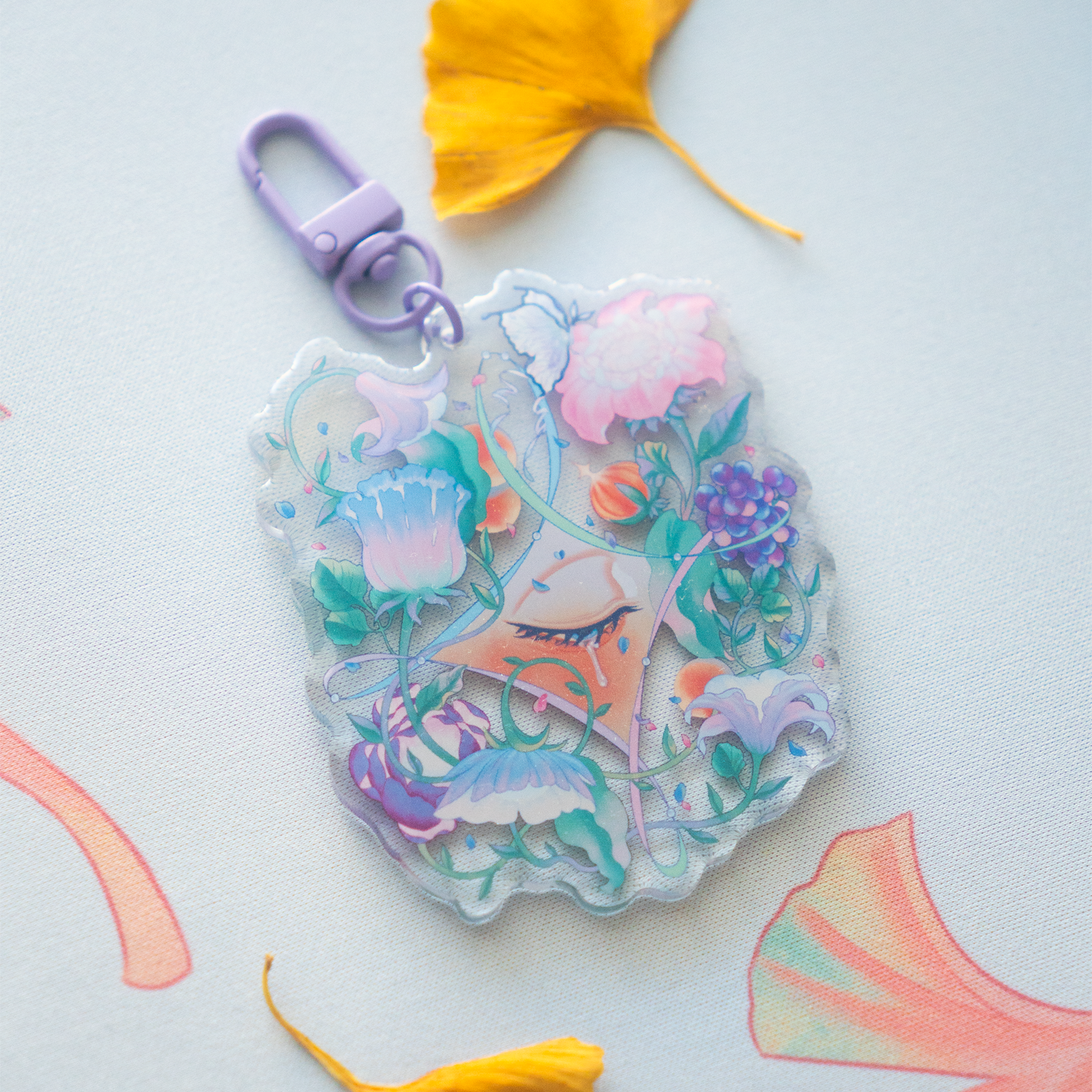 sugarplum Botanical Floral Acrylic Keychain Keyring Charm