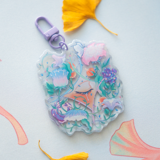 sugarplum Botanical Floral Acrylic Keychain Keyring Charm