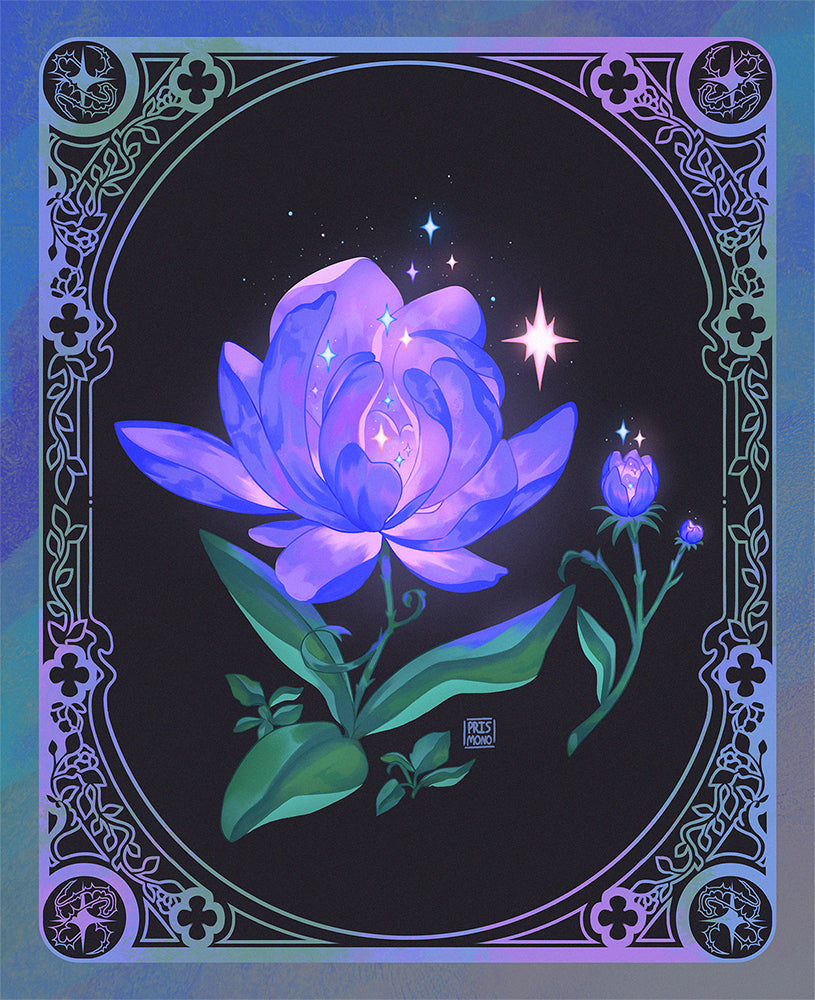 Violet Flower Concept Art Illustration Art Print Postcard