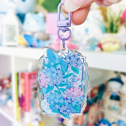 Music Record Hydrangea Acrylic Keychain Keyring Illustration Inspired by Japanese Art