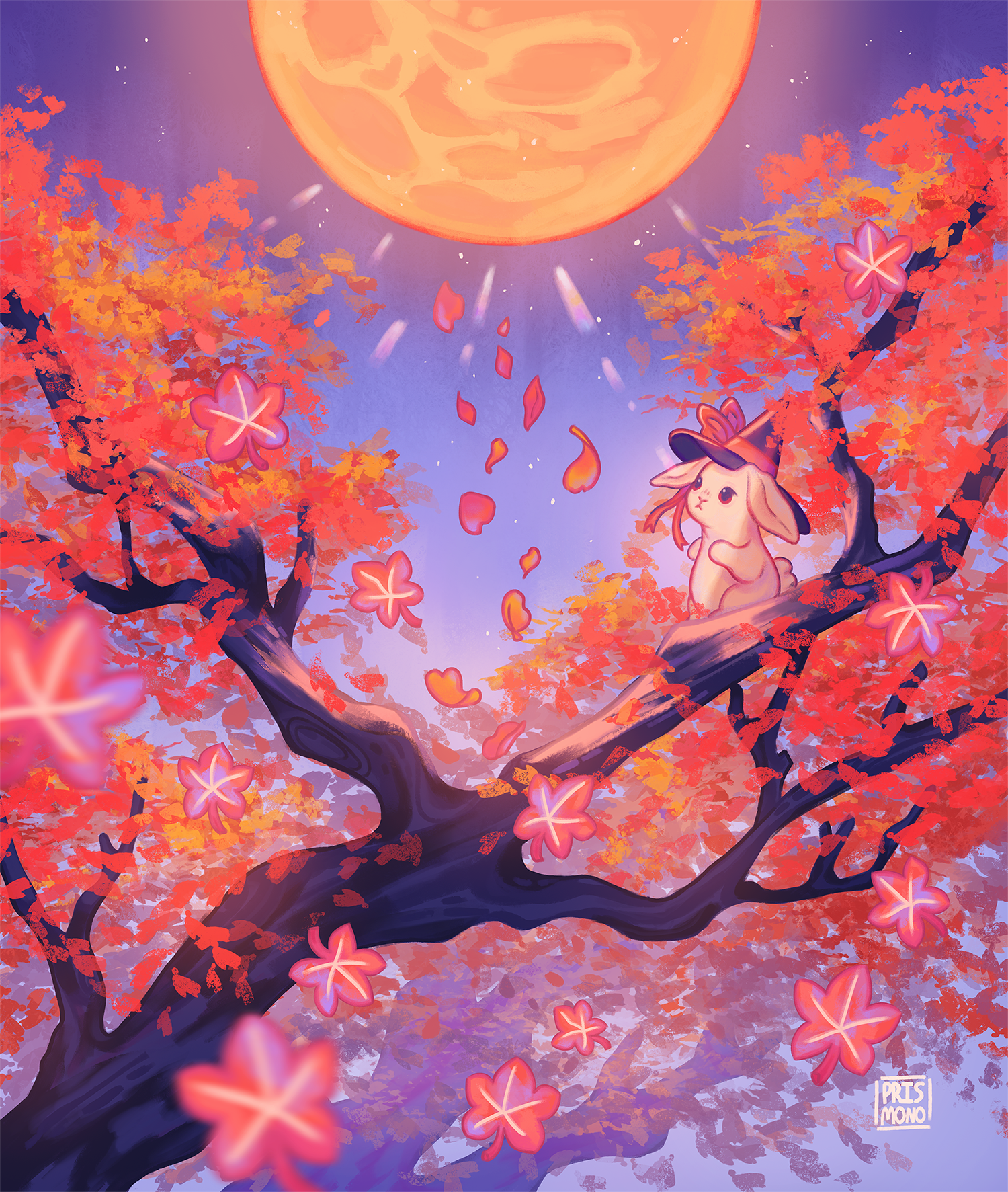 Adorable Autumn Moon Rabbit Postcard Print