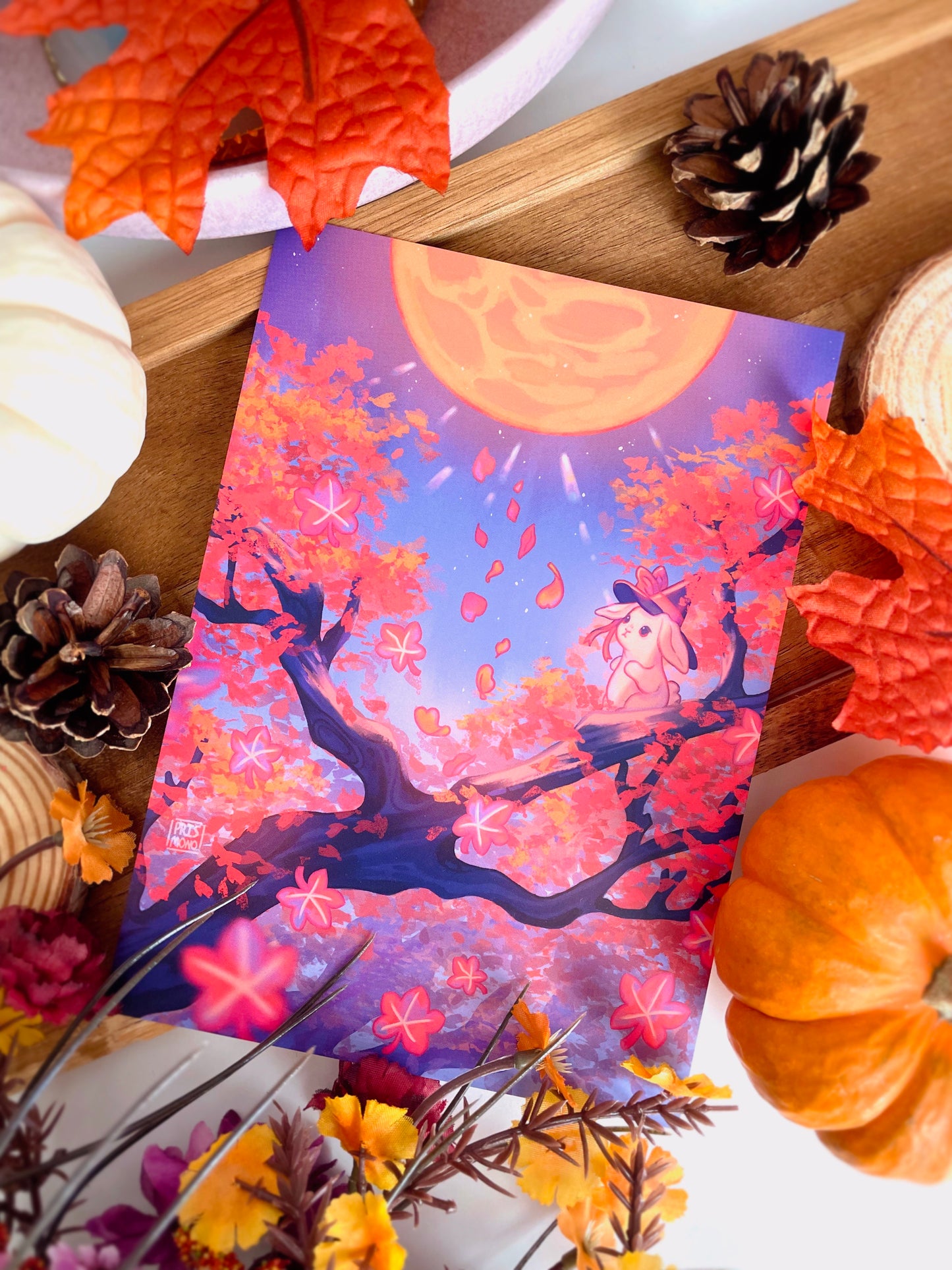 Adorable Autumn Moon Rabbit Postcard Print