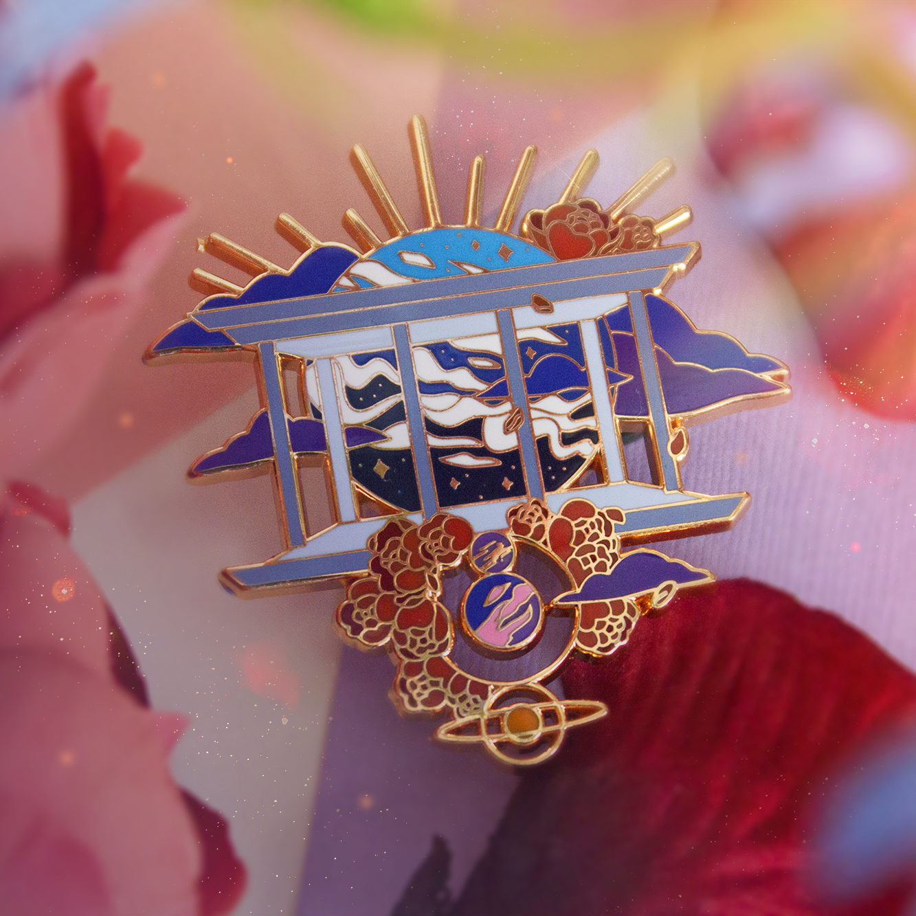 BTS Kim Seokjin Jin Moon Enamel Lapel Pin Badge Kpop Music