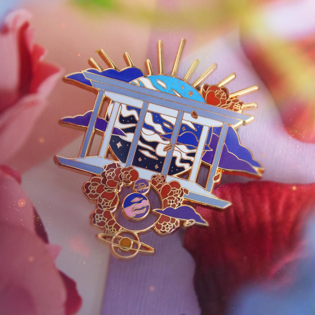 BTS Kim Seokjin Jin Moon Enamel Lapel Pin Badge Kpop Music