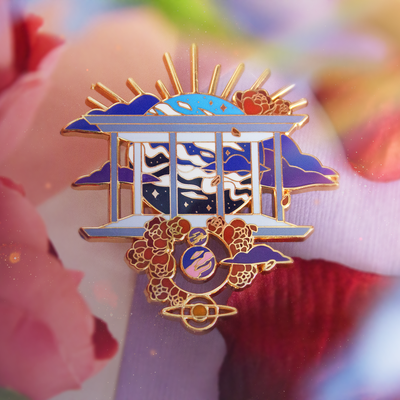 BTS Kim Seokjin Jin Moon Enamel Lapel Pin Badge Kpop Music