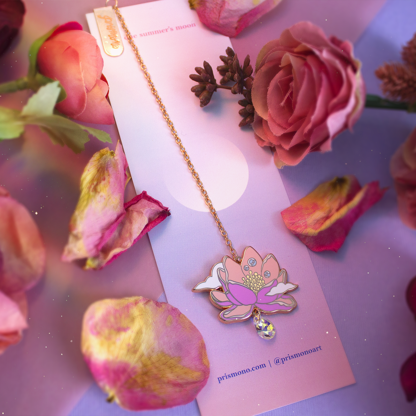 Flower Lotus Moon Adorable Metal Bookmark