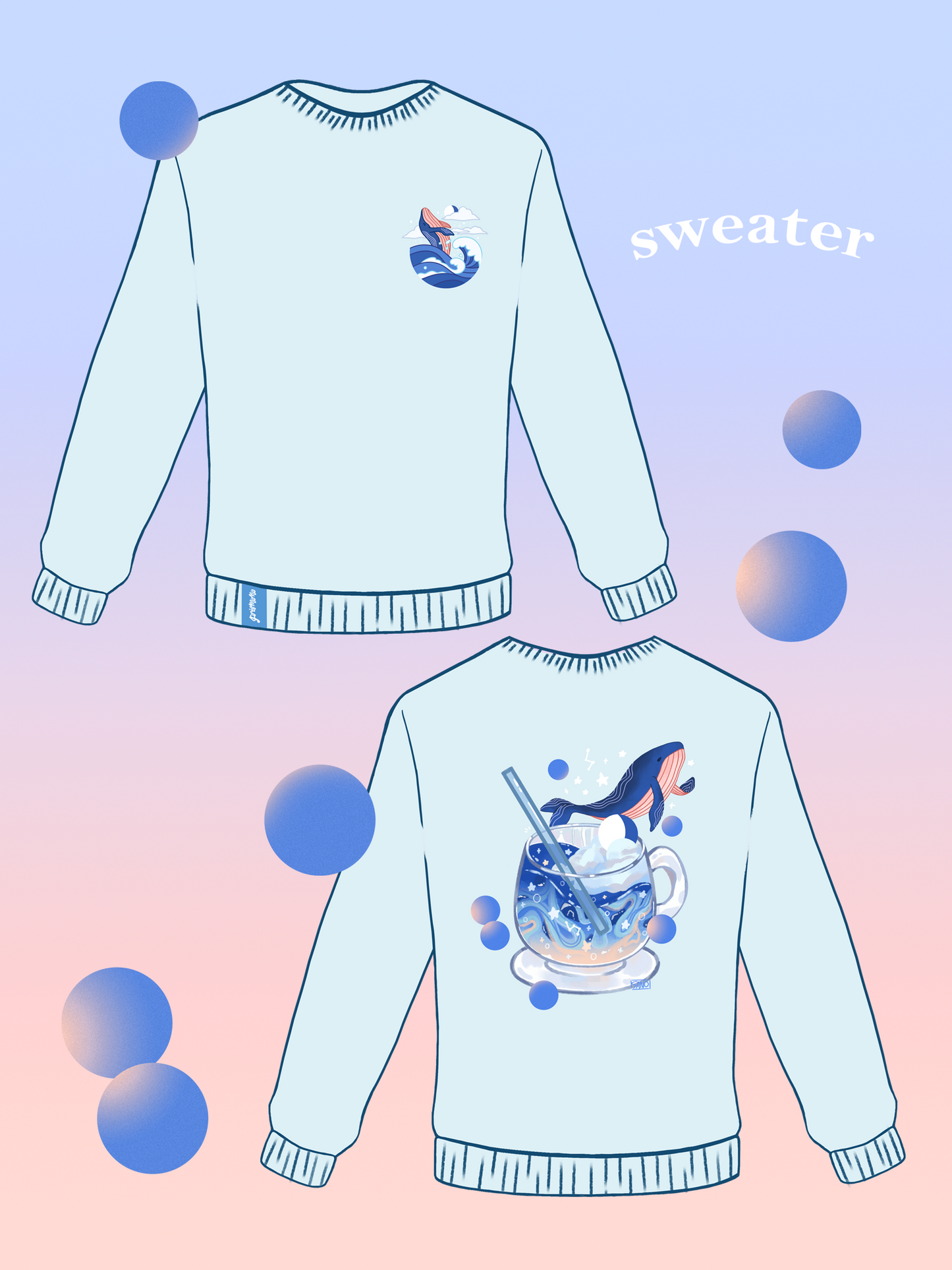 Adorable Ocean Whale Aesthetic Unisex Sweatshirt Sweater Kawaii Fashion
