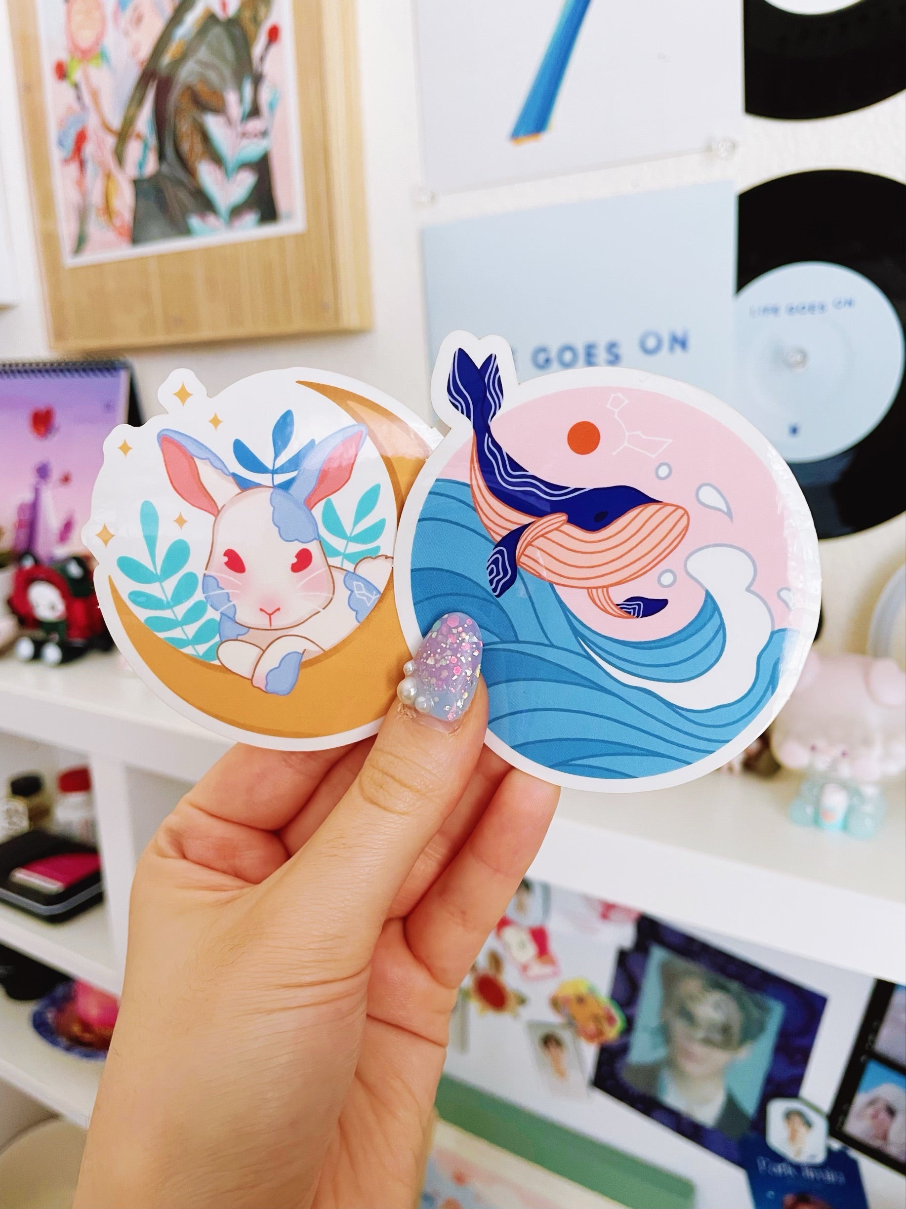 Adorable Moon Rabbit Aesthetic Transparent Sticker