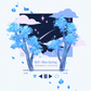 Tomorrow x Together TXT Blue Spring Postcard Art Print with Beautiful Blue Trees and Song Playlist Design