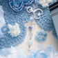 Cute Coquette Blue and White Porcelain Keychain Keyring Charm with Swan Ballet and Floral Valentine Aesthetic