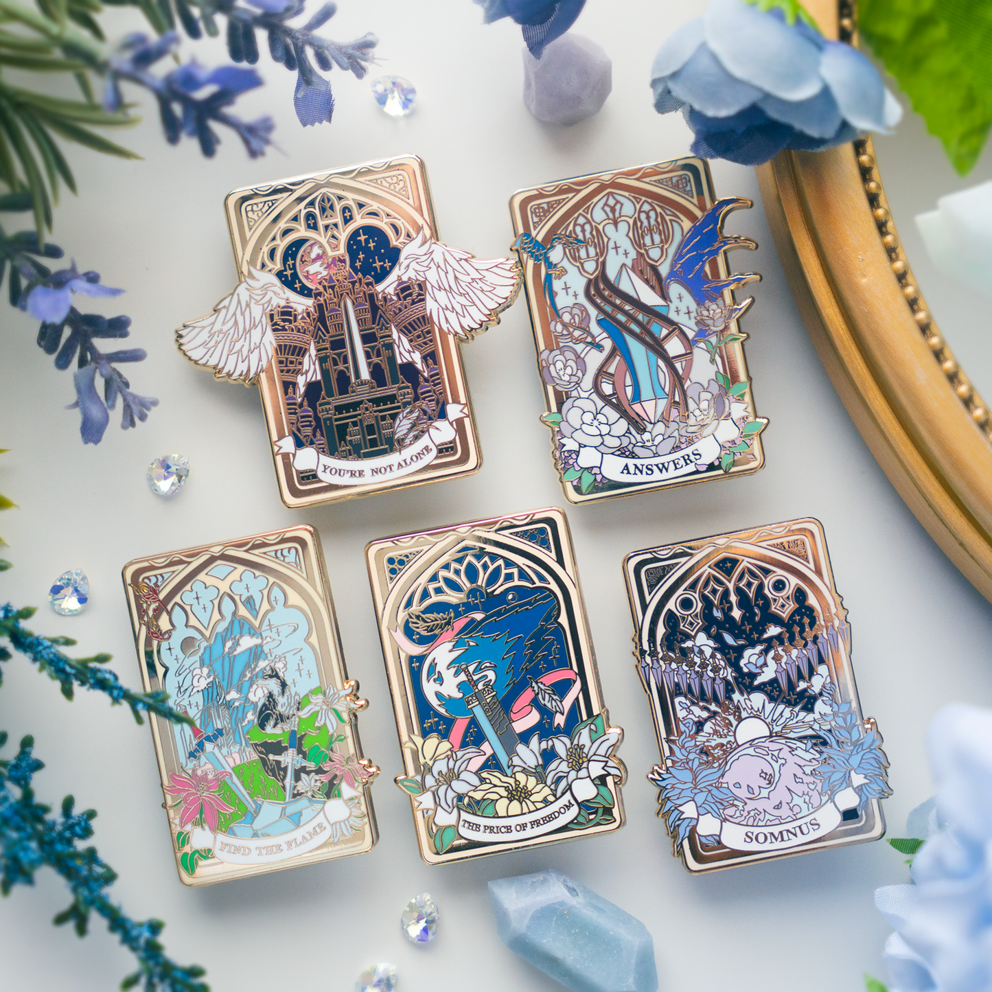 Final Fantasy Tarot Card Enamel Pin Video Game Square Enix Series