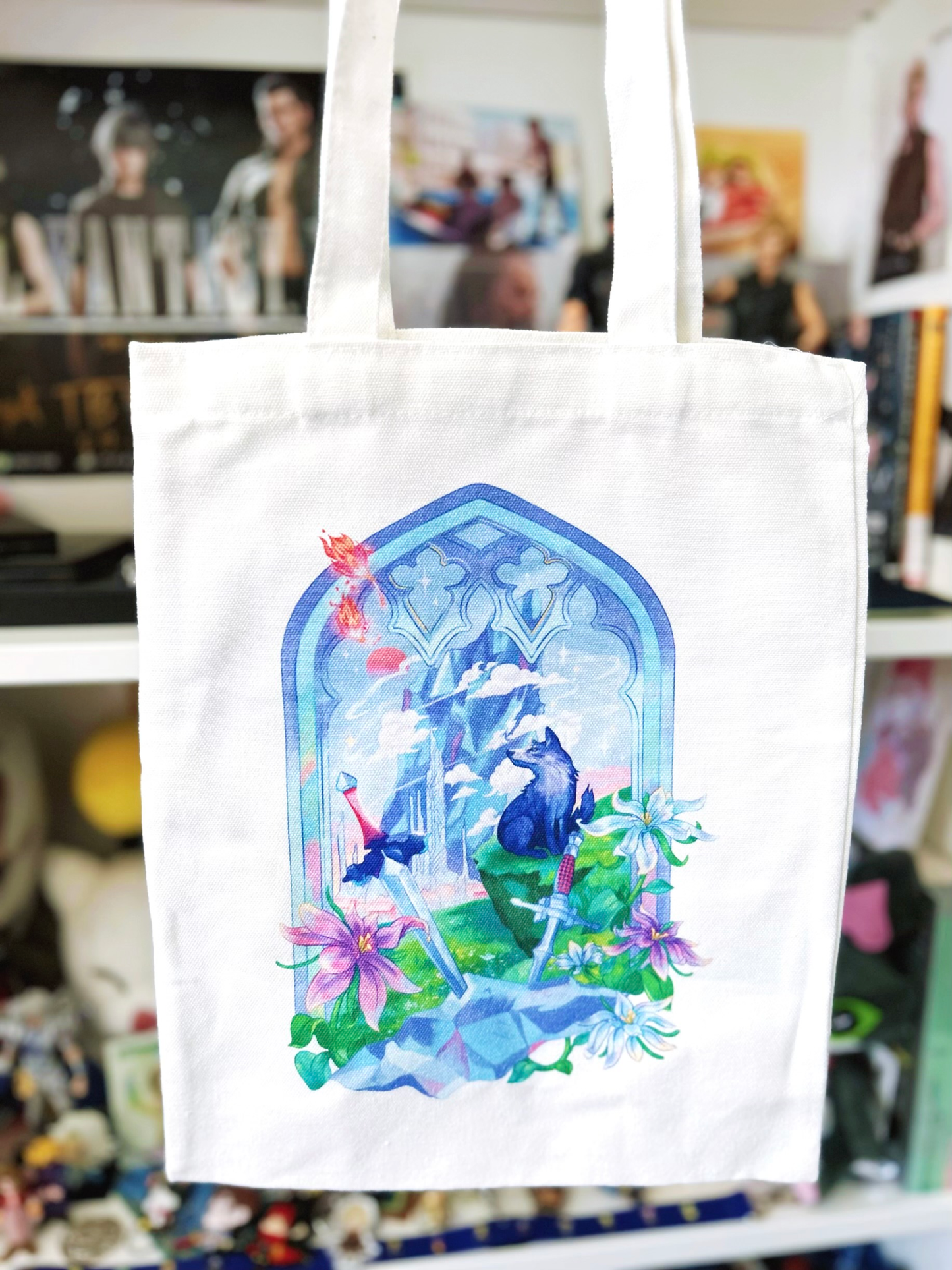 Final Fantasy XVI FF16 Canvas Tote Bag Video Game Inspired Accessory Clive Rosfield and Torgal Square Enix