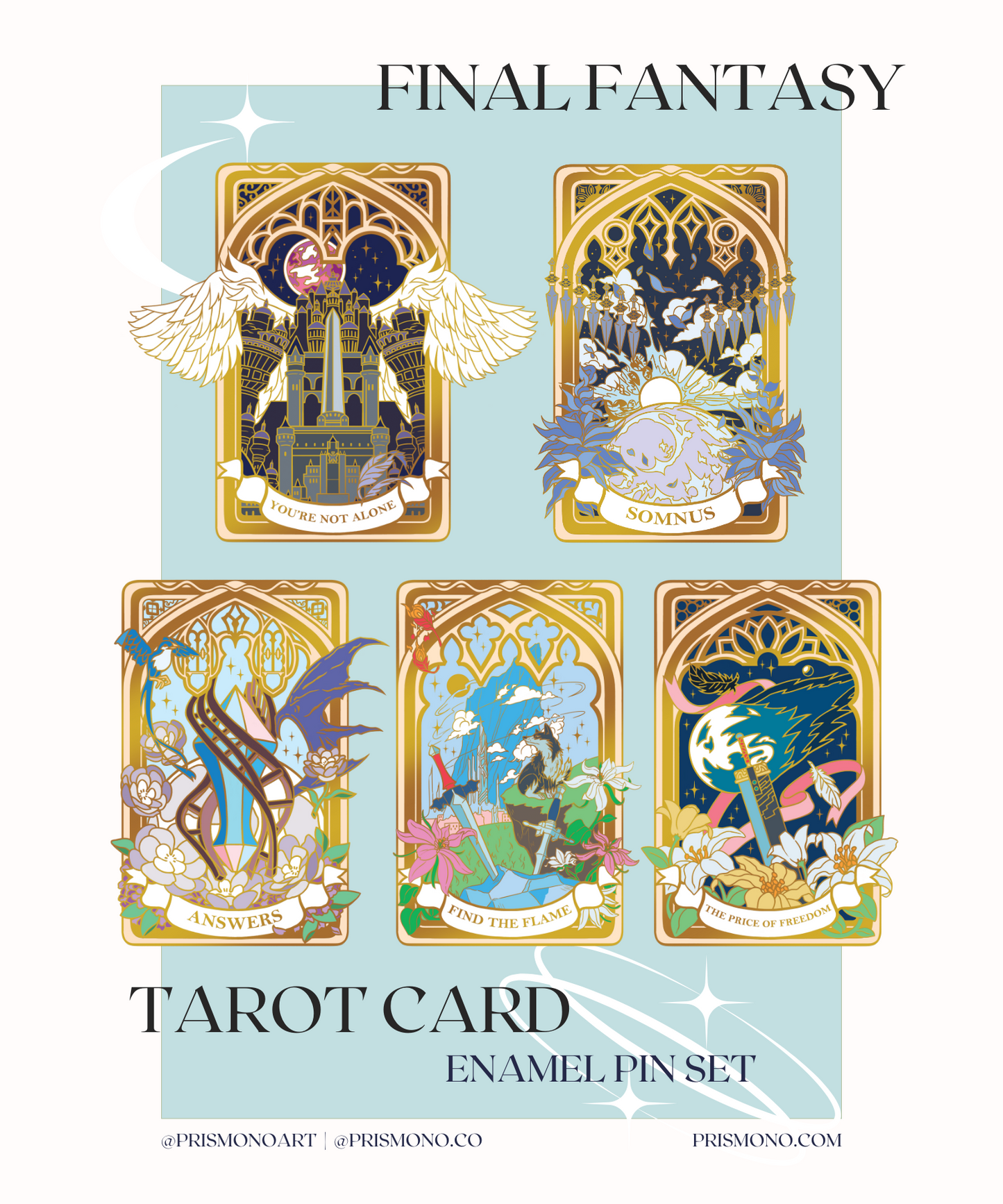 [FF] "A Tarot Card Reborn" Final Fantasy Enamel Pins -PRE-ORDER-