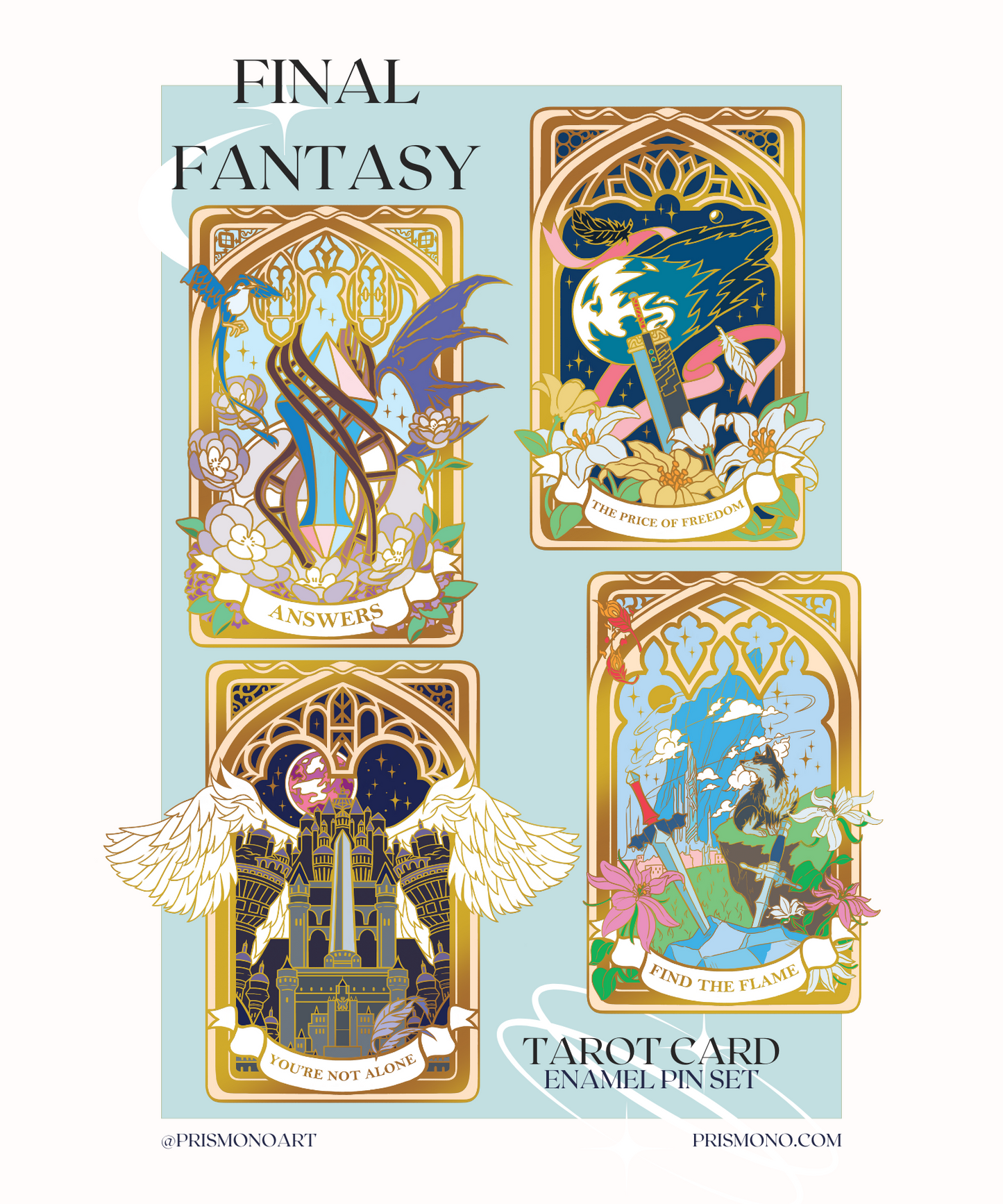 Final Fantasy Tarot Card Enamel Pin Video Game Square Enix Series