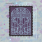 A stamp sticker and a transparent sticker for a snail mail club featuring a botanical, ornate gate.