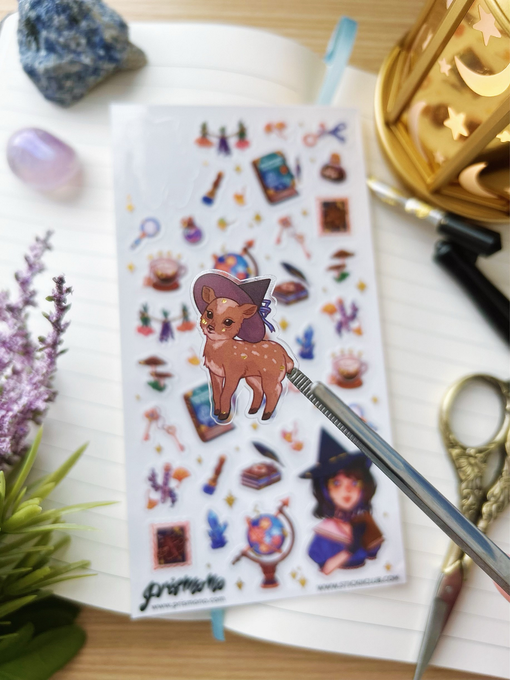 A high quality sticker sheet themed around an enchanting witch study in collaboration with STICKII Club! Halloween Spooky Adorable Stickers