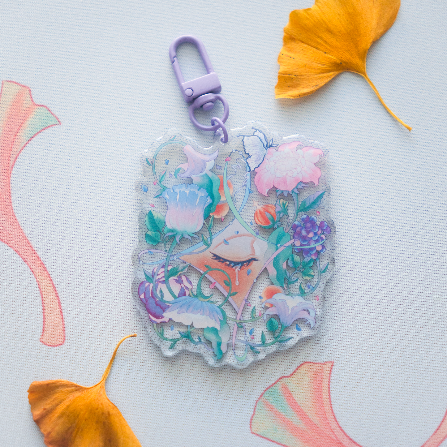 sugarplum Botanical Floral Acrylic Keychain Keyring Charm