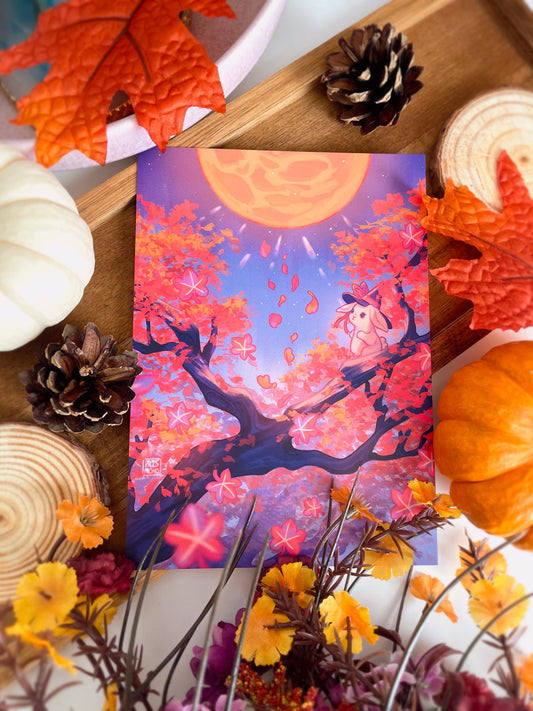 Adorable Autumn Moon Rabbit Postcard Print