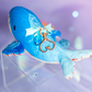 Cute Blue Gradient Whale Keychain with Heart Keyring and Blue Jewel Accessory Bag Purse 