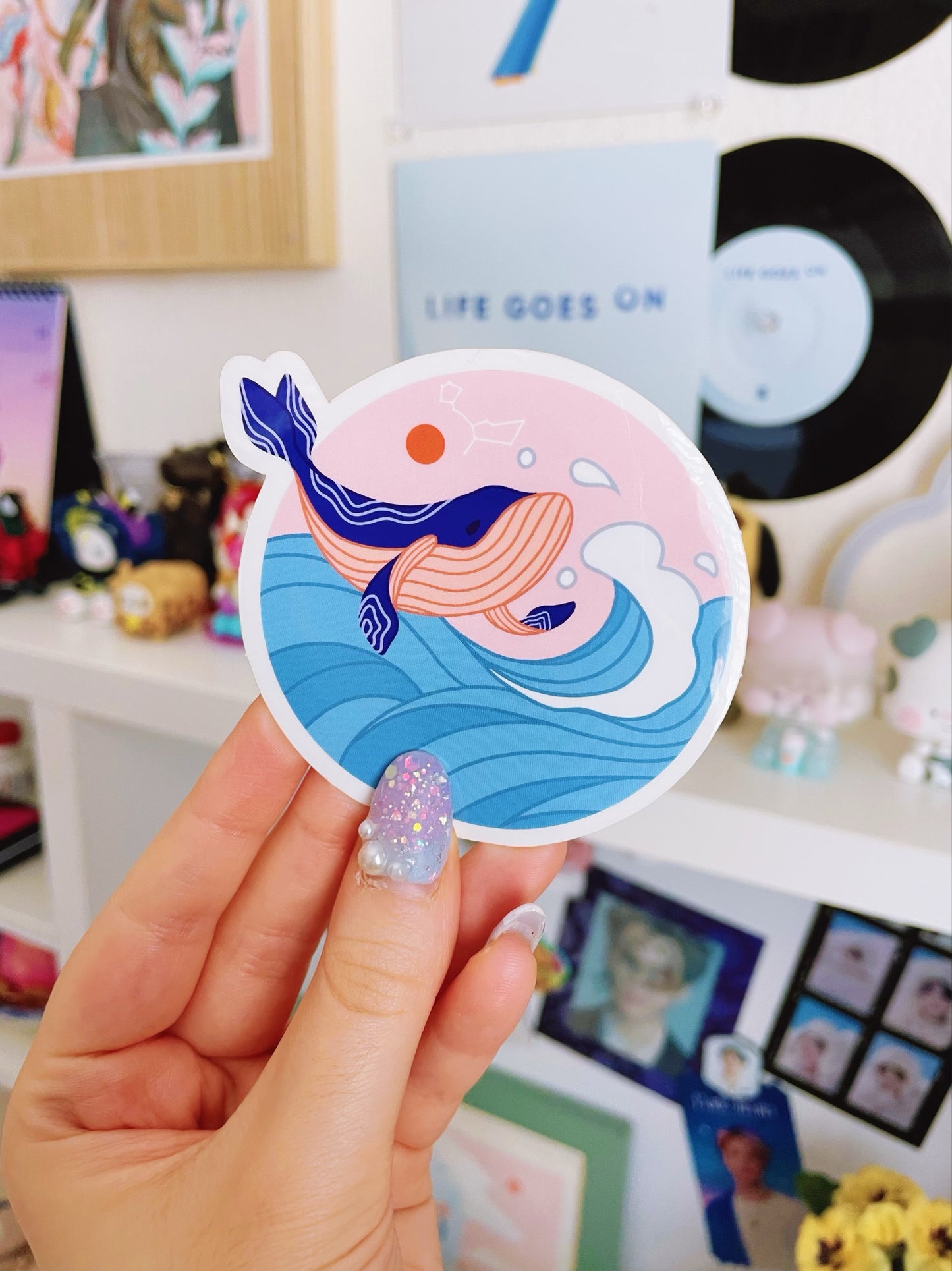 Adorable Ocean Whale Aesthetic Transparent Sticker